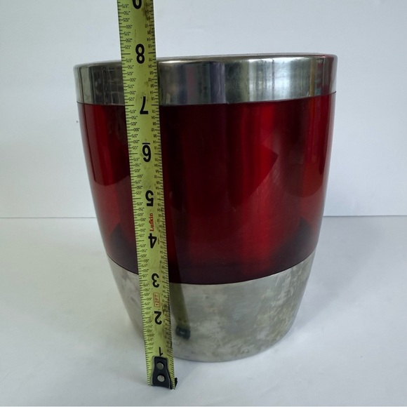 Vintage Red Mid Century Modern Ice Bucket - Picture 4 of 7